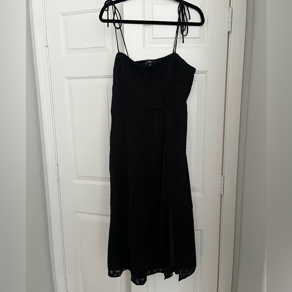 Lulus Loveliest Looks Floral Jacquard Tie-Strap Midi Dress - Picture 4 of 5